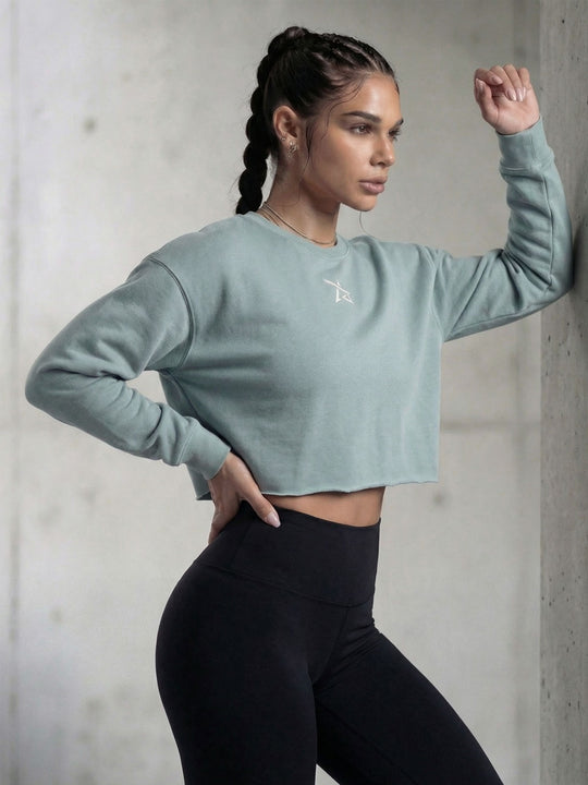 AirFleece™ Crop Crew - Mint Silver