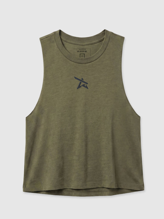 Olive Racerback Crop Tank