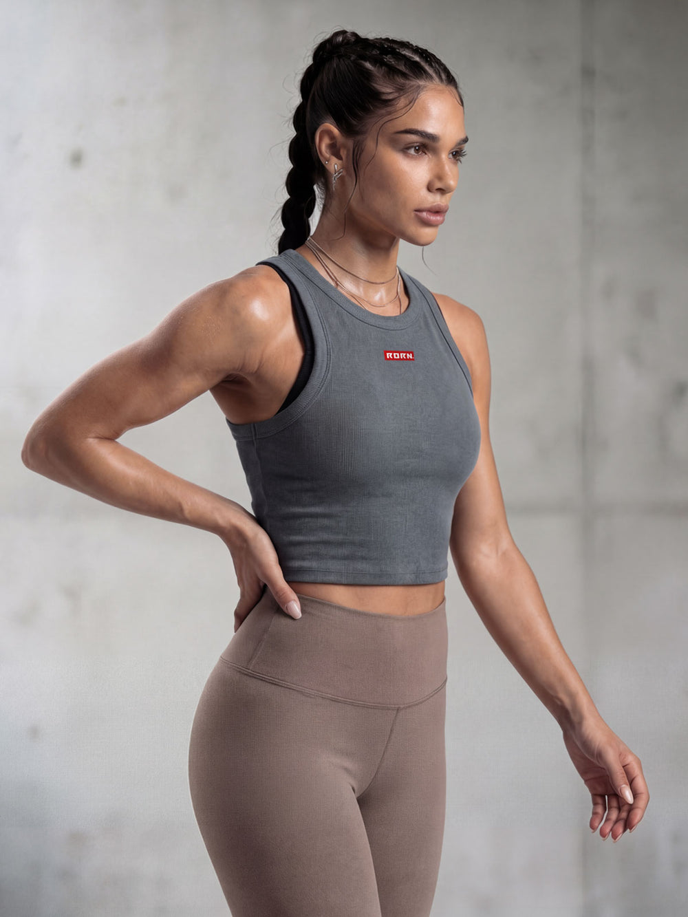 Rib Racer Tank - Slate Blue