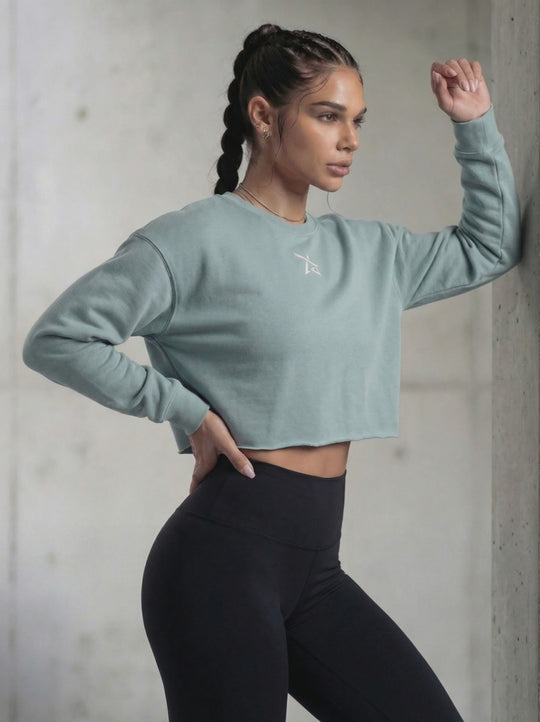 AirFleece™ Crop Crew - Mint Silver