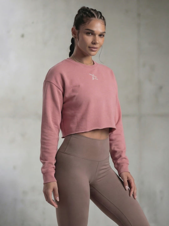 AirFleece™ Crop Crew - Rose Gold Pink